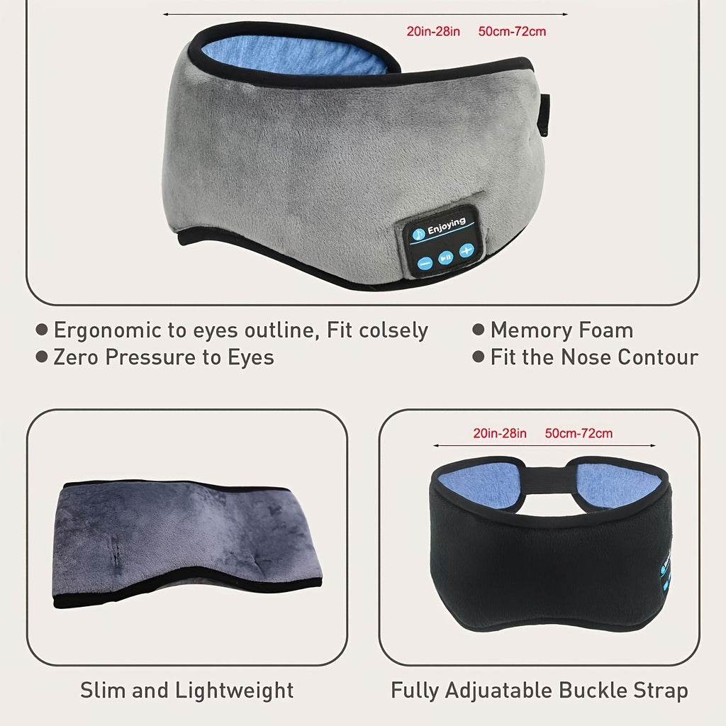 Wireless Sleep Mask Headphones — Bluetooth Music Eye Mask for Side Sleepers, Ultra0Soft Thin Speakers for Men & Women