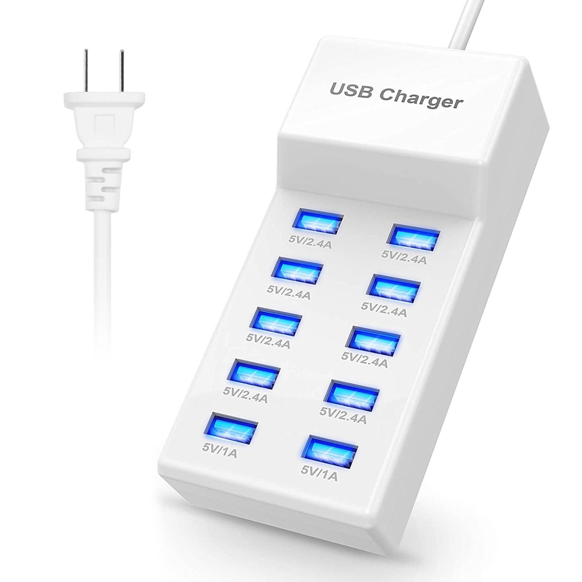 10‑Port USB Charging Hub – Fast Charge Power Adapter for Phones, Tablets & Devices