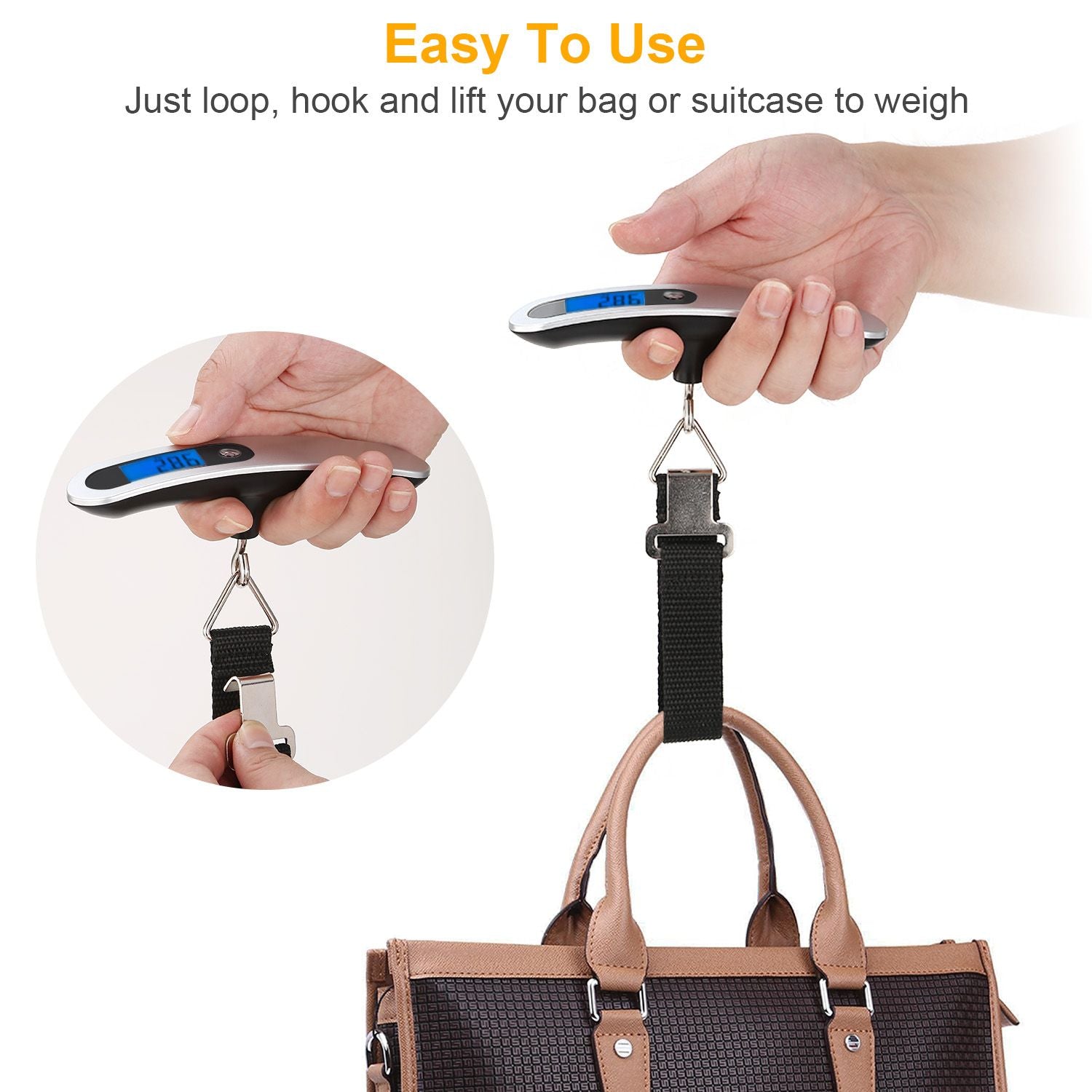 Portable Digital Luggage Scale – 110lb/50kg with LCD Backlight & Auto-Off | Travel Scale