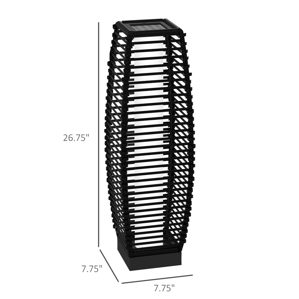 Solar Rattan Floor Lamp – Outdoor Waterproof Garden Lantern with Auto On/Off LED, Black