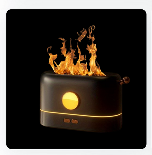 Diffuseur d'Huiles Essentielles à Flamme 3D – Humidificateur Silencieux à Brume Froide de 250 ml avec Veilleuse Flamme (Noir/Blanc)