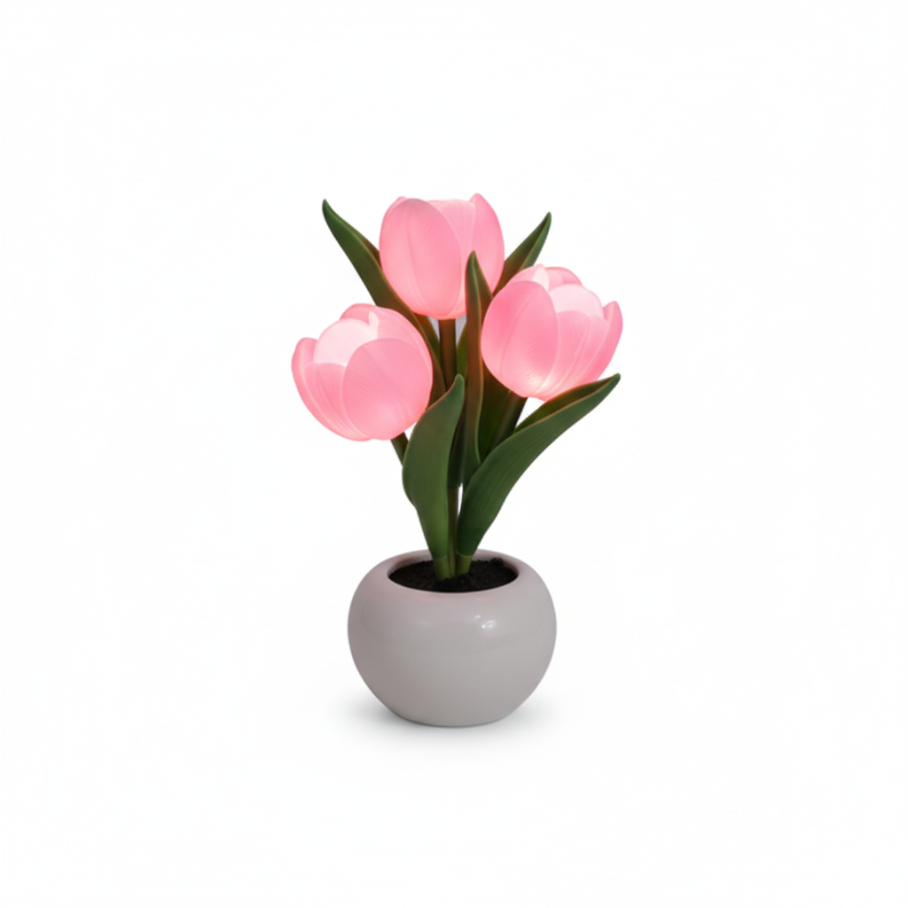 Tulip Lamp – LED Flower Table Lamp with Vase | USB Powered Ambient Light