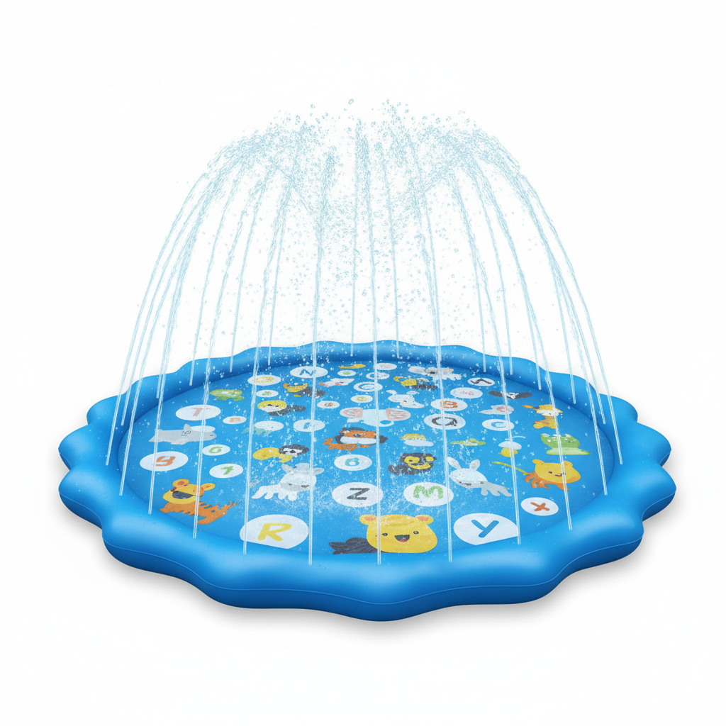 68" Sprinkler Splash Pad for Kids – Inflatable Outdoor Water Play Mat